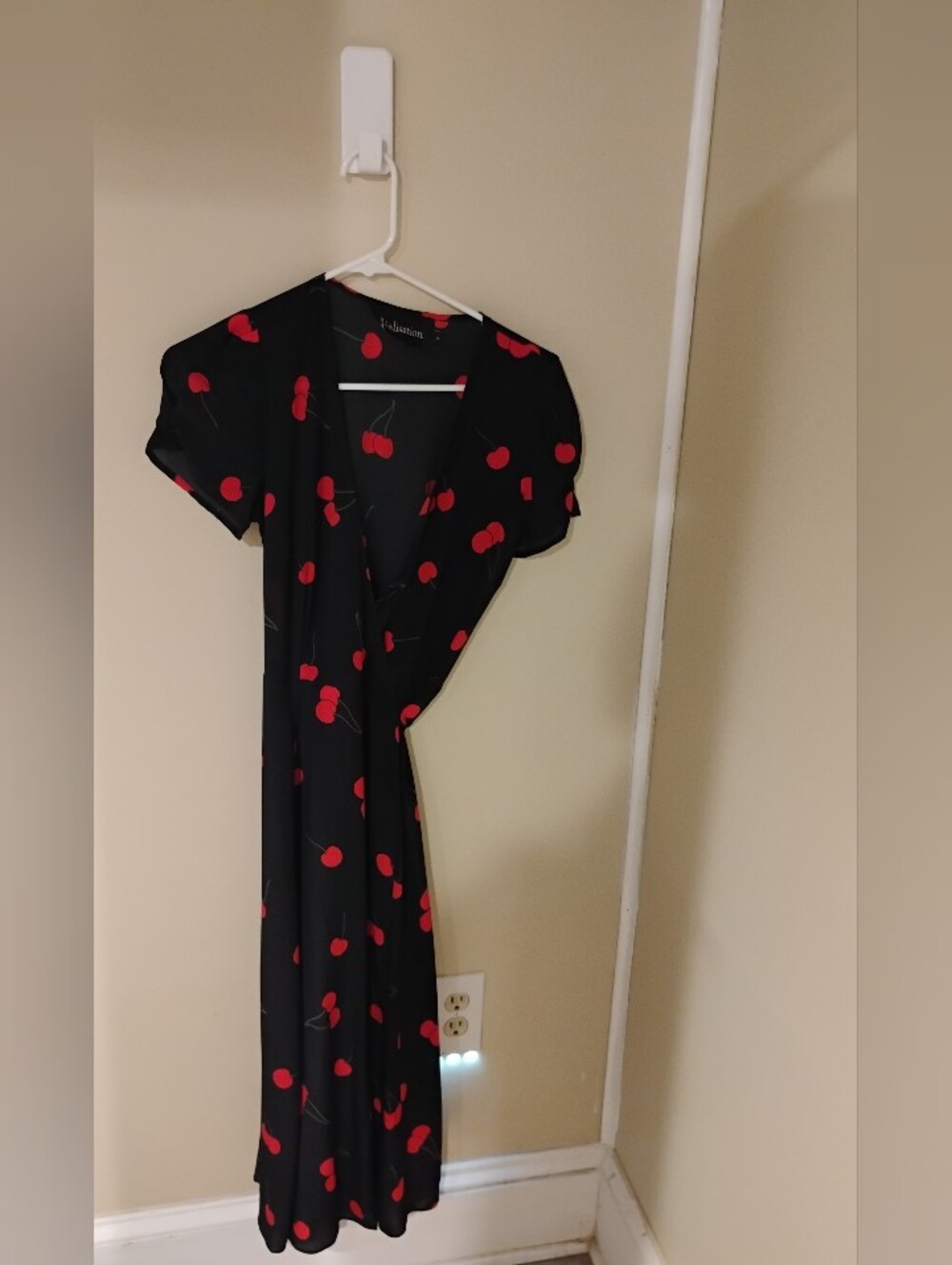 Realisation Par Cherry Print Teale Womens Wrap Dress Sz Small